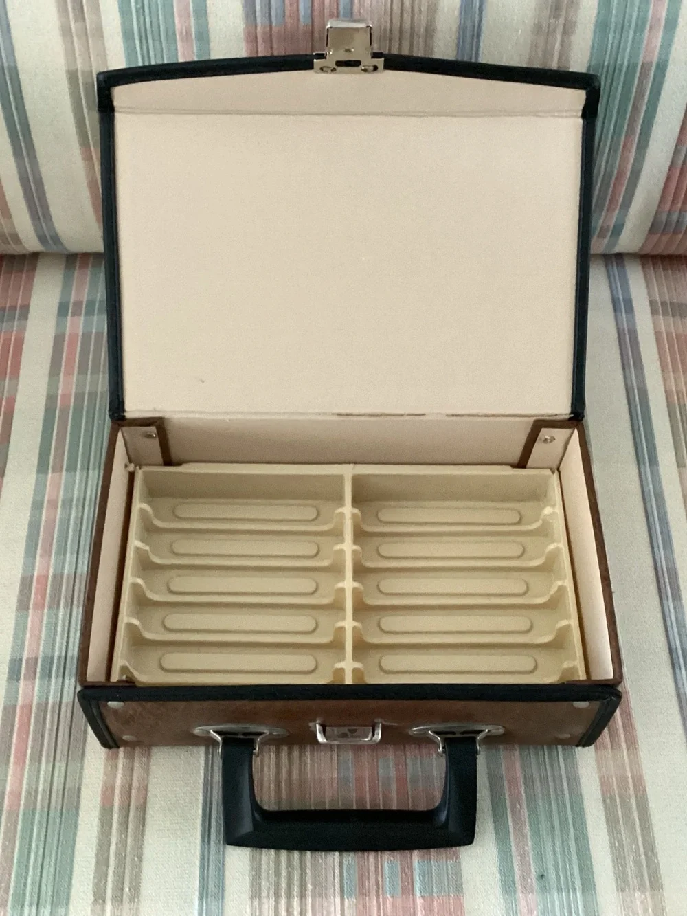 Vintage 12 Cassette Tape Holder Carrying Case Storage Brown - IEC